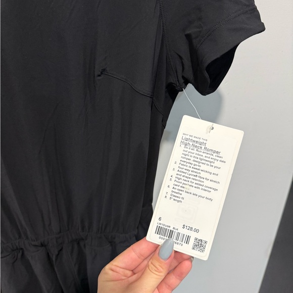 Lululemon Lightweight High Neck Black Short Sleeve Romper - Picture 2 of 4